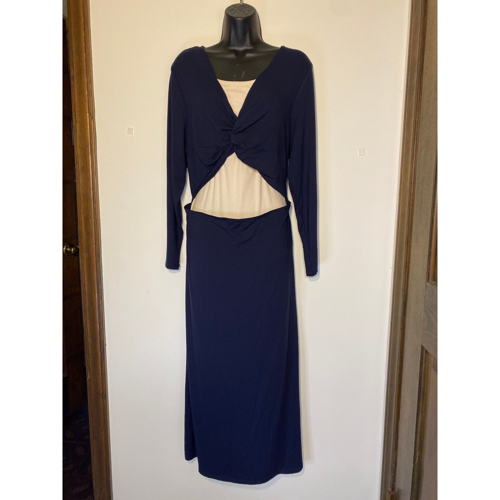 Old Navy In The Navy Blue Twisted Front Cutout Long Sleeve Maxi Dress Plus 2X